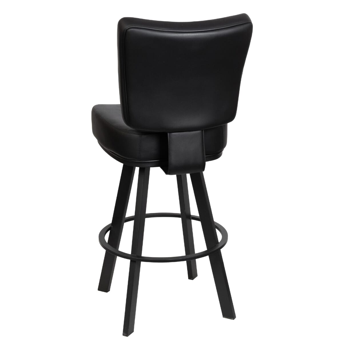 Top Shelf Collection Gladiator 850 Modern Bucket Bar Stool on Large Black Frame with White Stitching and Choice of 3 Vinyl Colors