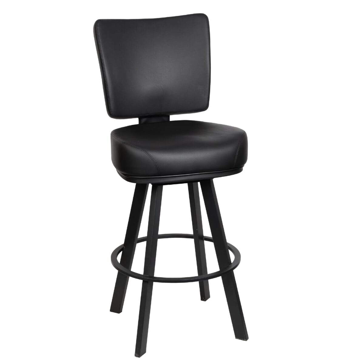 Top Shelf Collection Gladiator 850 Modern Bucket Bar Stool on Large Black Frame with White Stitching and Choice of 3 Vinyl Colors
