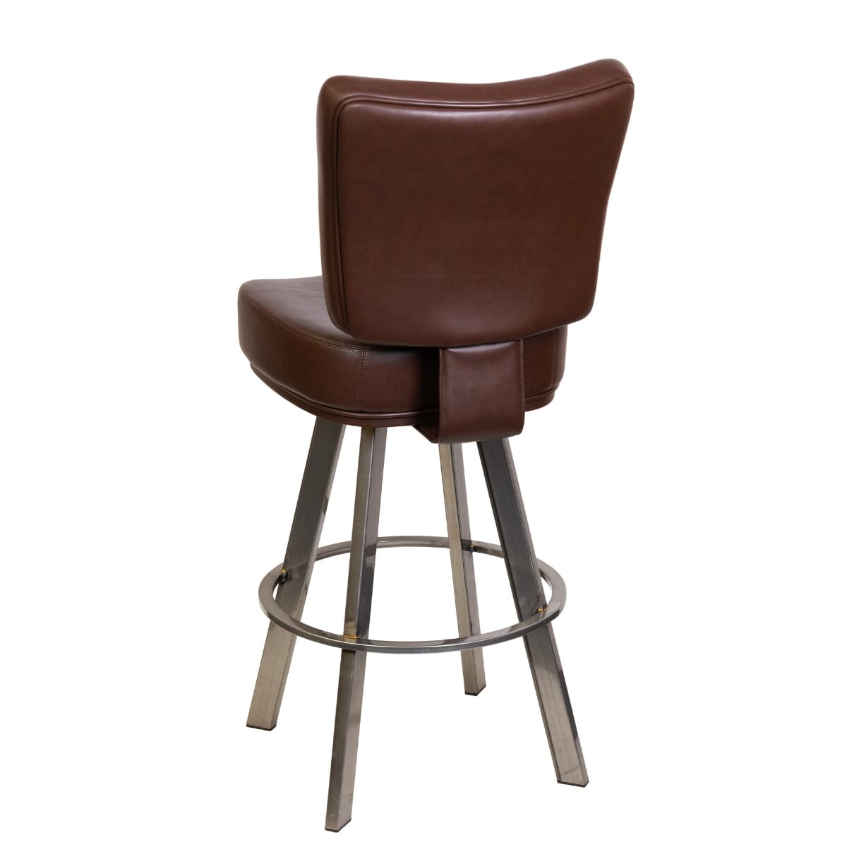 Top Shelf Collection Gladiator 850 Modern Bucket Bar Stool on Large Clear Coat Frame with White Stitching and Choice of 3 Vinyl Colors