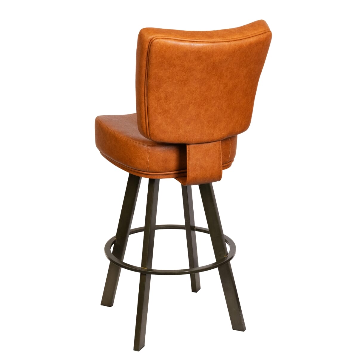 Gladiator 850 Modern Bucket Bar Stool on Large Rust Frame with White Stitching and Choice of 3 Vinyl Colors