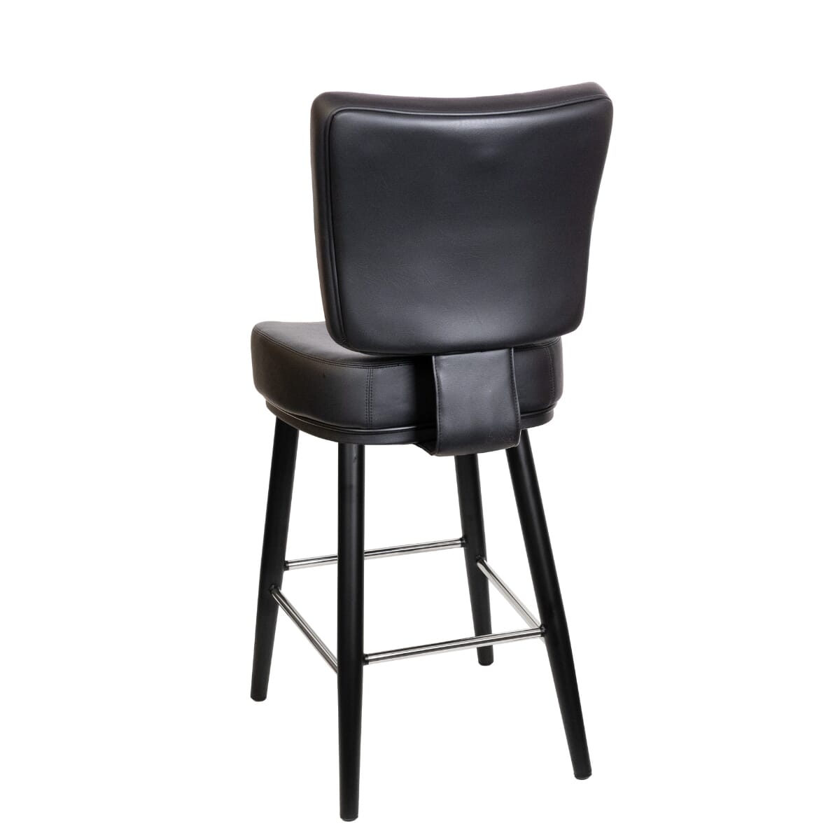 Top Shelf Collection Gladiator 850 Modern Bucket Bar Stool on Square Frame with Silver Footring with White Stitching and Choice of 3 Vinyl Colors
