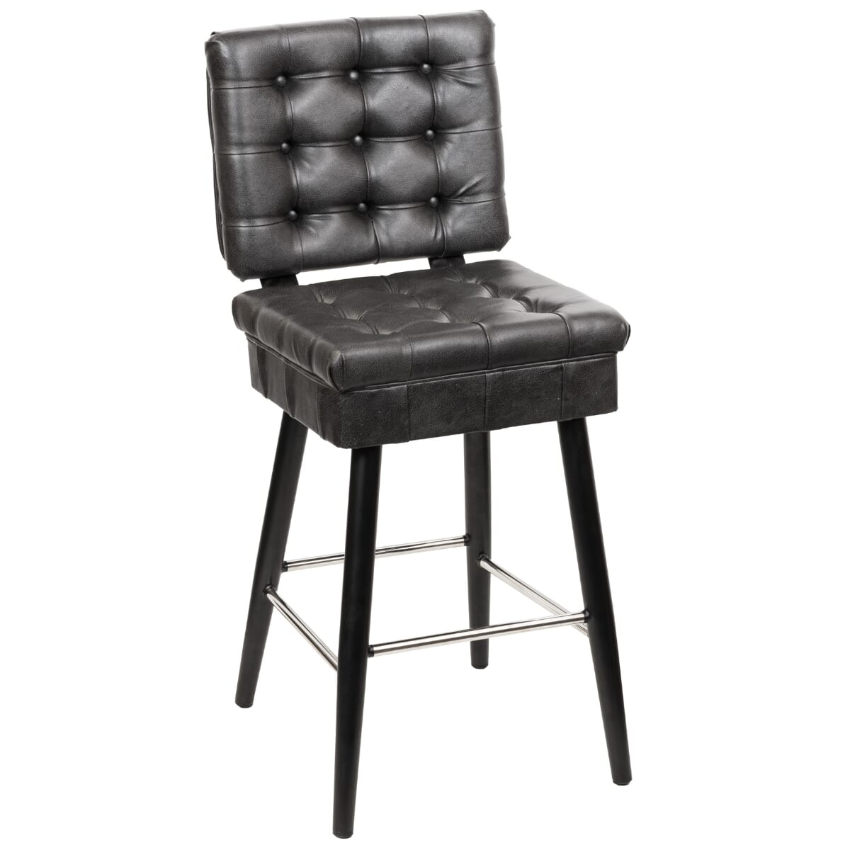 Top Shelf Collection Gladiator 925 Tufted Bucket Bar Stool on Square Frame with Chrome Footring with Choice of 2 Vinyl Colors