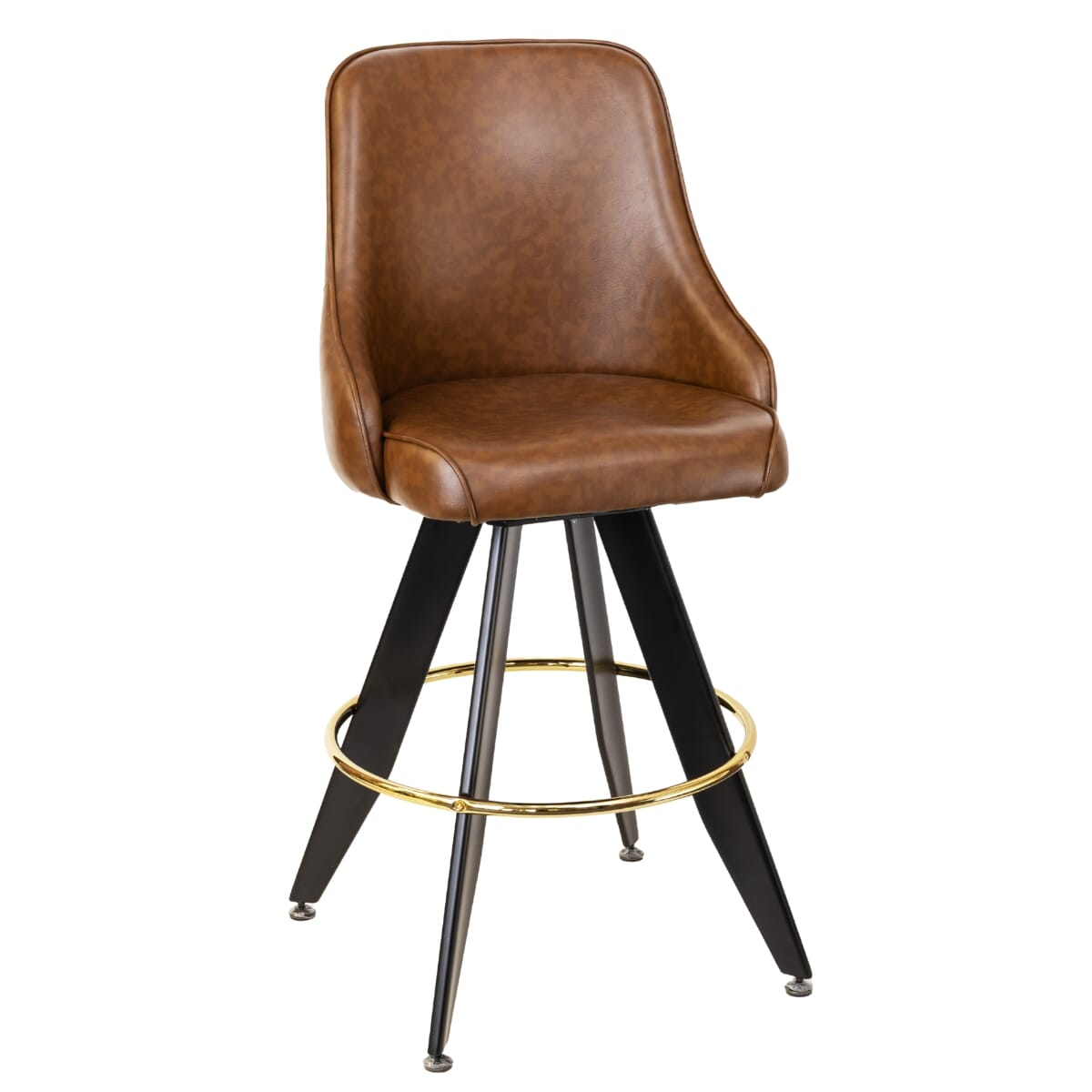 Top Shelf Collection Gladiator 950 Tufted Back Bucket Bar Stool on Black Angled Base and Choice of 2 Vinyl Colors