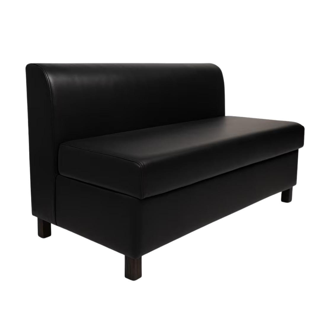 Modern Black Vinyl Single Restaurant Booth with Wood Frame and Leg Options