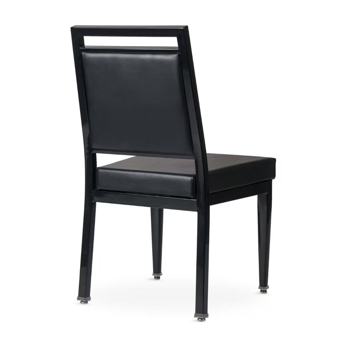 Atticus Quickship Steel Stackable Banquet Chair in Black with Vinyl Upholstery  &mdash; Black Vinyl, Black Powder-Coated Steel