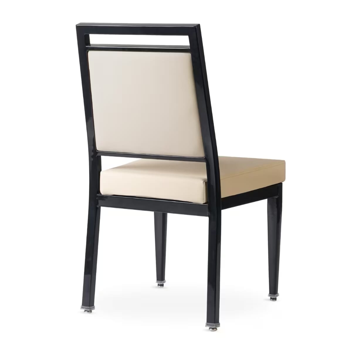 Atticus Quickship Steel Stackable Banquet Chair in Black with Beige Vinyl Upholstery &mdash; Beige Vinyl, Black
