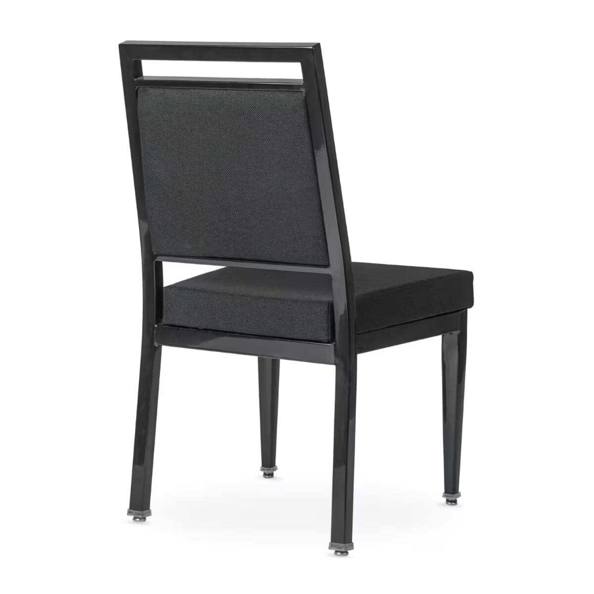 Atticus Quickship Steel Stackable Banquet Chair in Black with Fabric Upholstery &mdash; Black Fabric, Black Powder-Coated Steel
