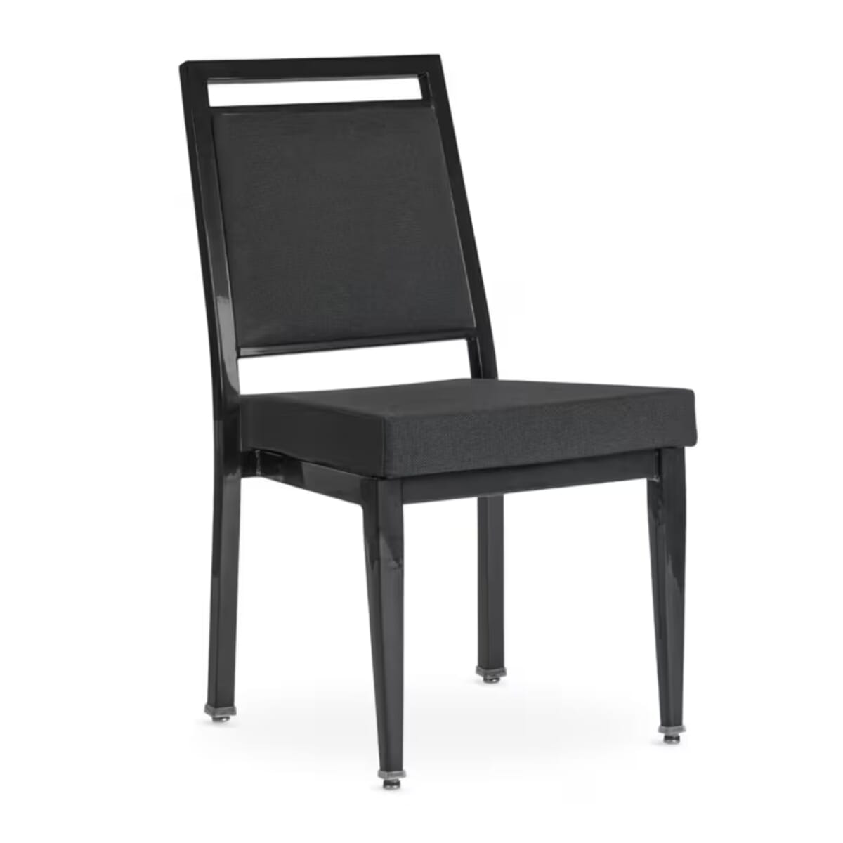 Atticus Quickship Steel Stackable Banquet Chair in Black with Fabric Upholstery &mdash; Black Fabric, Black Powder-Coated Steel