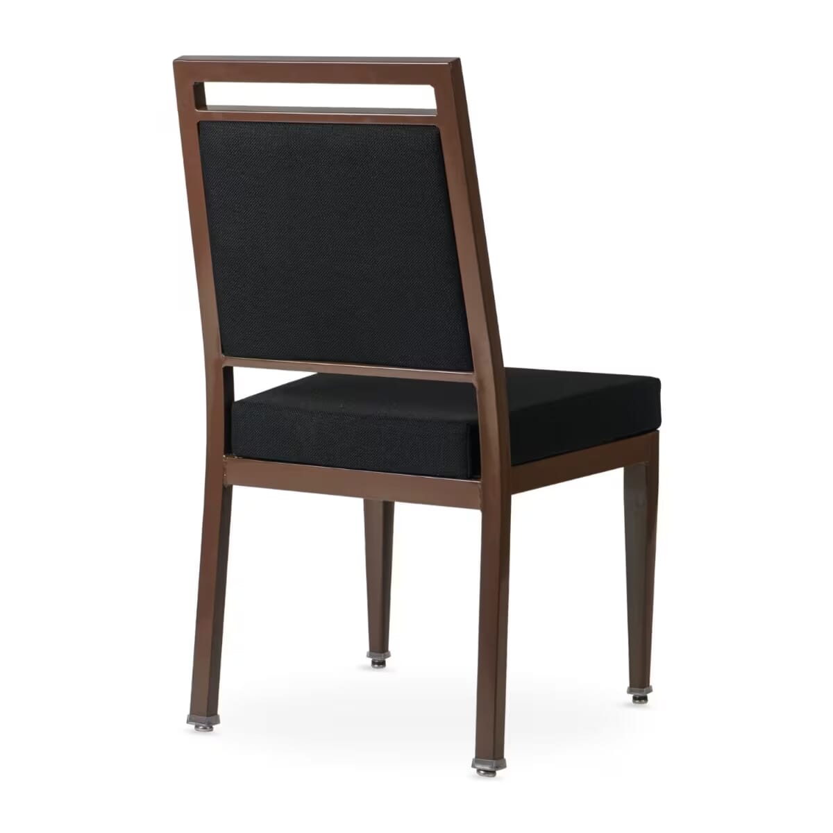 Atticus Quickship Steel Stackable Banquet Chair in Walnut with Fabric Upholstery &mdash; Black Fabric, Walnut Powder-Coated Steel