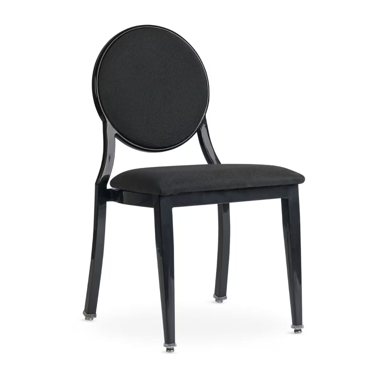 Elio Quickship Steel Stackable Banquet Chair in Black with Fabric Upholstery &mdash; Black Fabric, Black