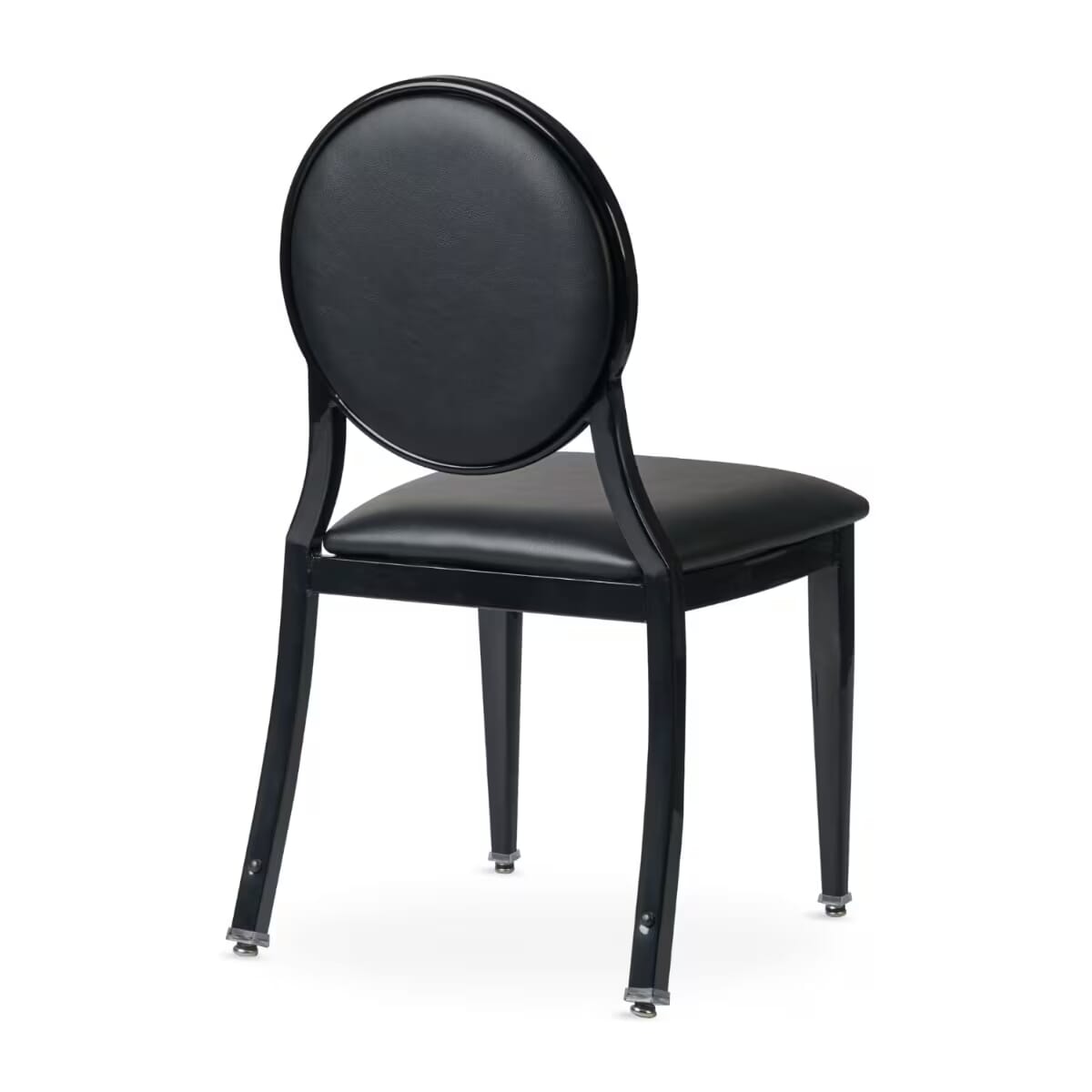 Elio Quickship Steel Stackable Banquet Chair in Black with Vinyl Upholstery &mdash; Black Vinyl, Black