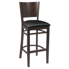 Solid Beechwood Restaurant Bar Stool in Walnut With Upholstered Seat