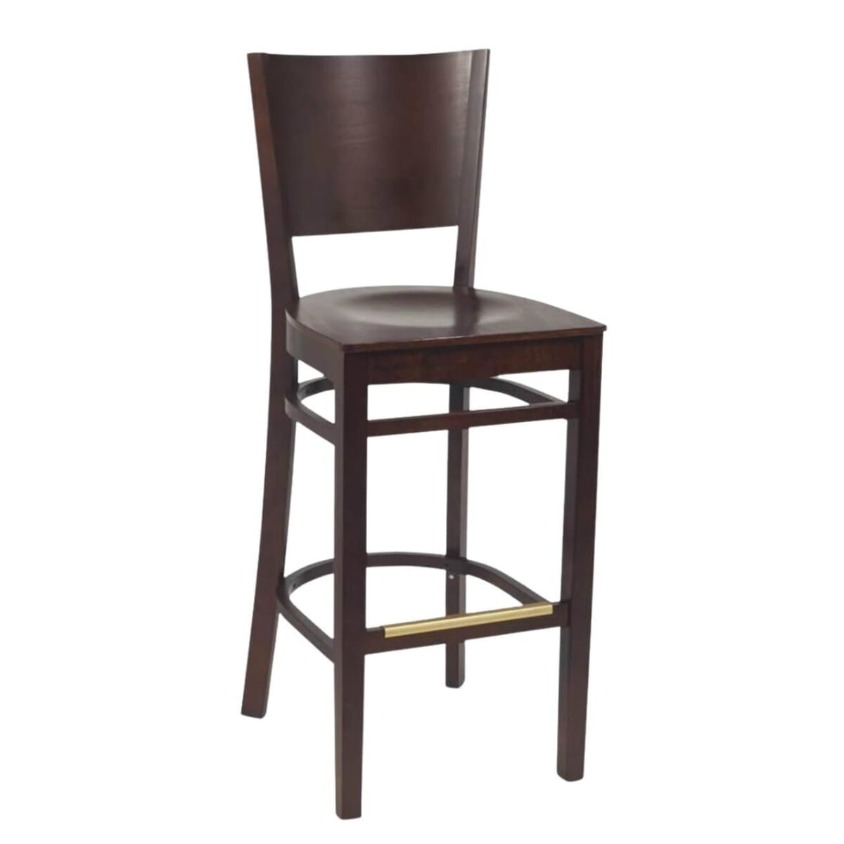 Solid Beechwood Restaurant Bar Stool in Walnut With Wood Veneer Seat