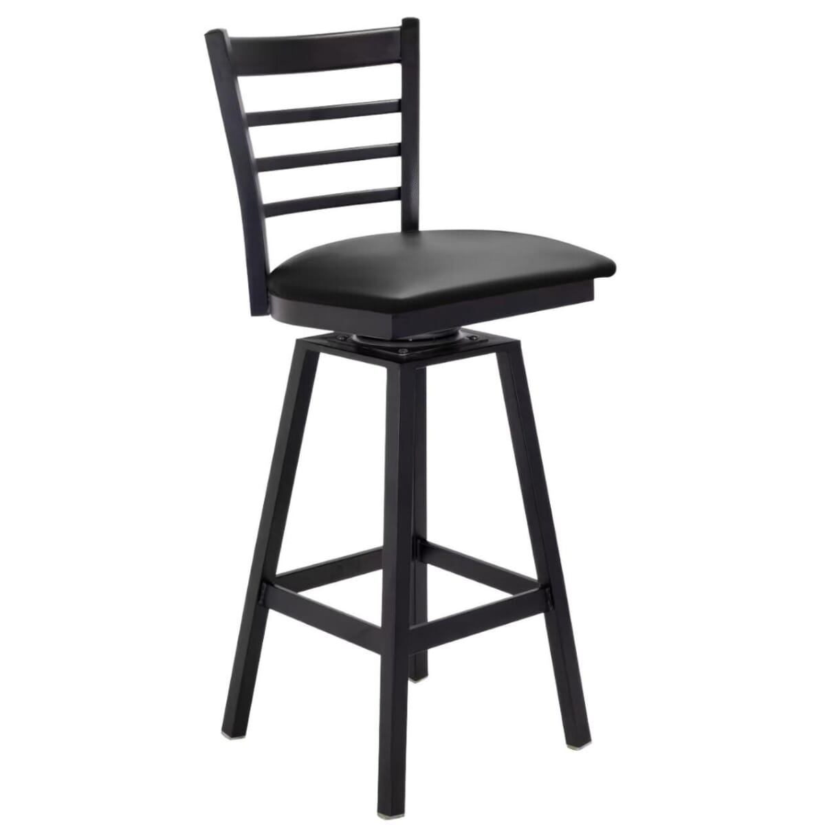 Commercial-Grade Black Steel Swivel Ladder Back Restaurant Bar Stool (Multiple Seat Options!)