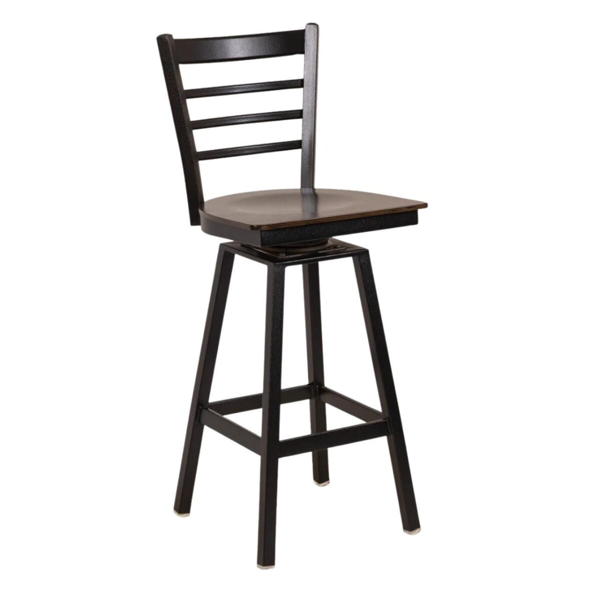 Commercial-Grade Black Steel Swivel Ladder Back Restaurant Bar Stool (Multiple Seat Options!)