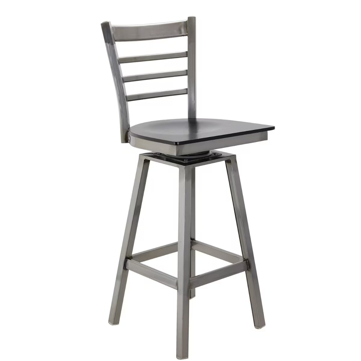 Commercial-Grade Distressed Clear Swivel Ladder Back Restaurant Bar Stool (Multiple Seat Options!)