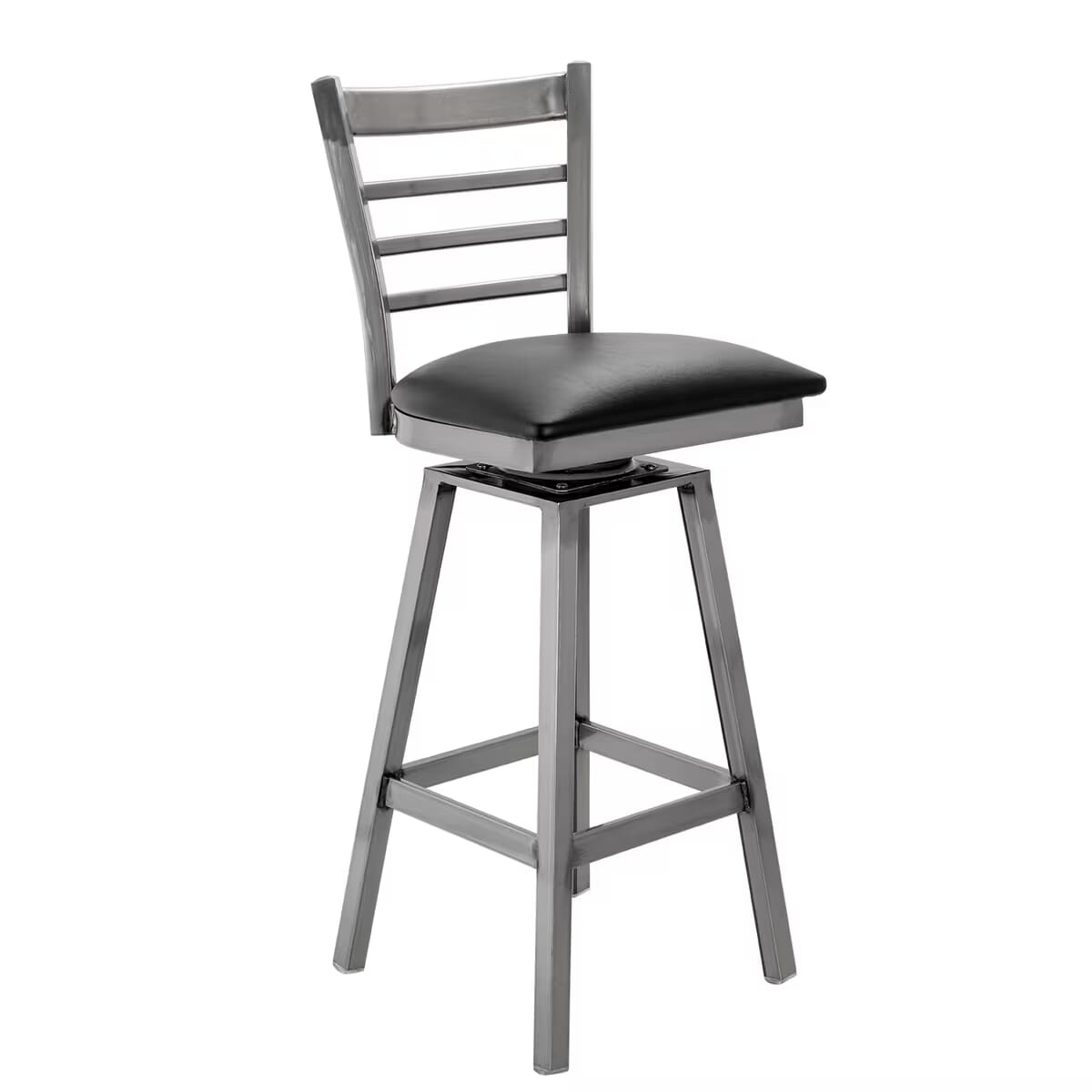Commercial-Grade Distressed Clear Swivel Ladder Back Restaurant Bar Stool (Multiple Seat Options!)