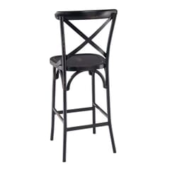 Antique-Style Black Metal Cross Back Restaurant Bar Stool