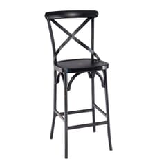 Antique-Style Black Metal Cross Back Restaurant Bar Stool