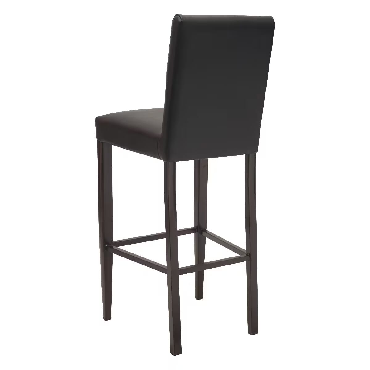 Walnut Finish Wood-Look Metal Restaurant Bar Stool with Upholstered Seat and Back