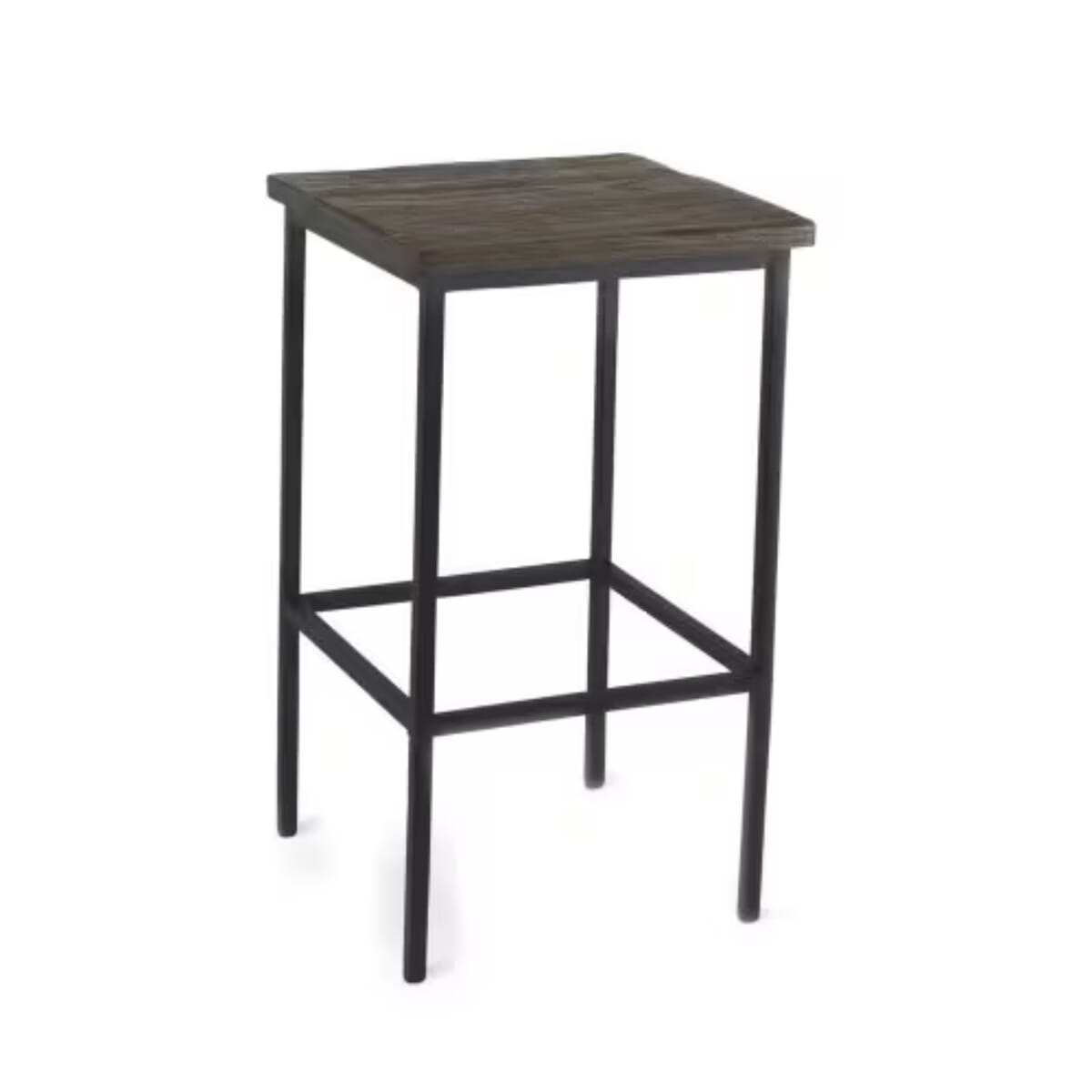 Industrial Backless Steel Bar Stool with Reclaimed Wood Seat Options