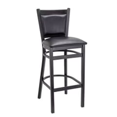 Black Steel Restaurant Bar Stool with Black Vinyl Seat and Back