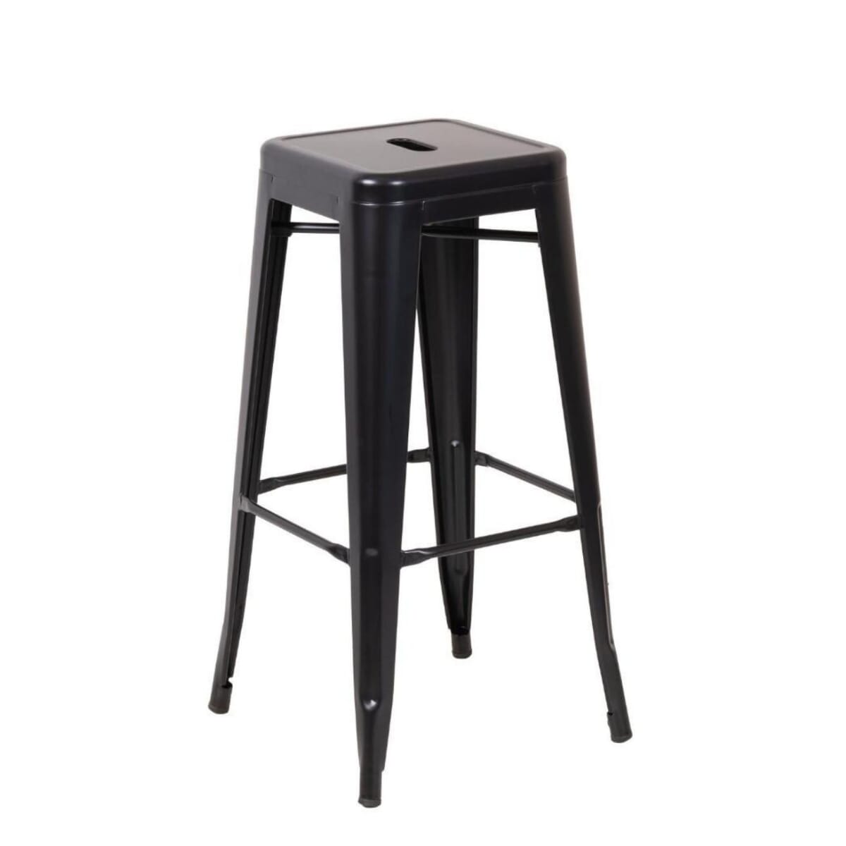 Black Steel Tolix-Style Backless Restaurant Bar Stool