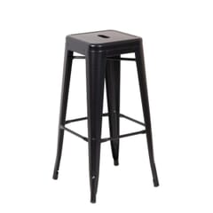 Black Steel Tolix-Style Backless Restaurant Bar Stool