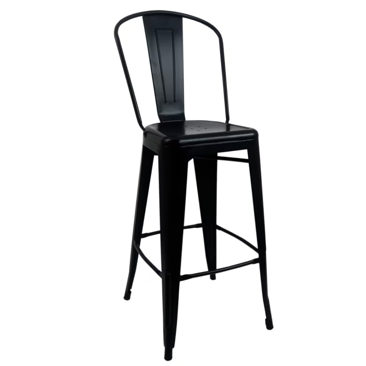 Black Steel Tolix-Style Restaurant Bar Stool