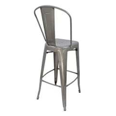 Distressed Clear Steel Tolix-Style Restaurant Bar Stool