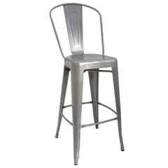 Distressed Clear Steel Tolix-Style Restaurant Bar Stool