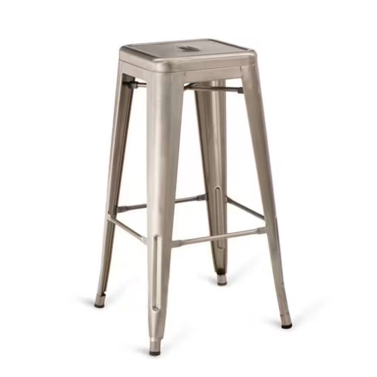 Distressed Clear Steel Tolix-Style Backless Restaurant Bar Stool