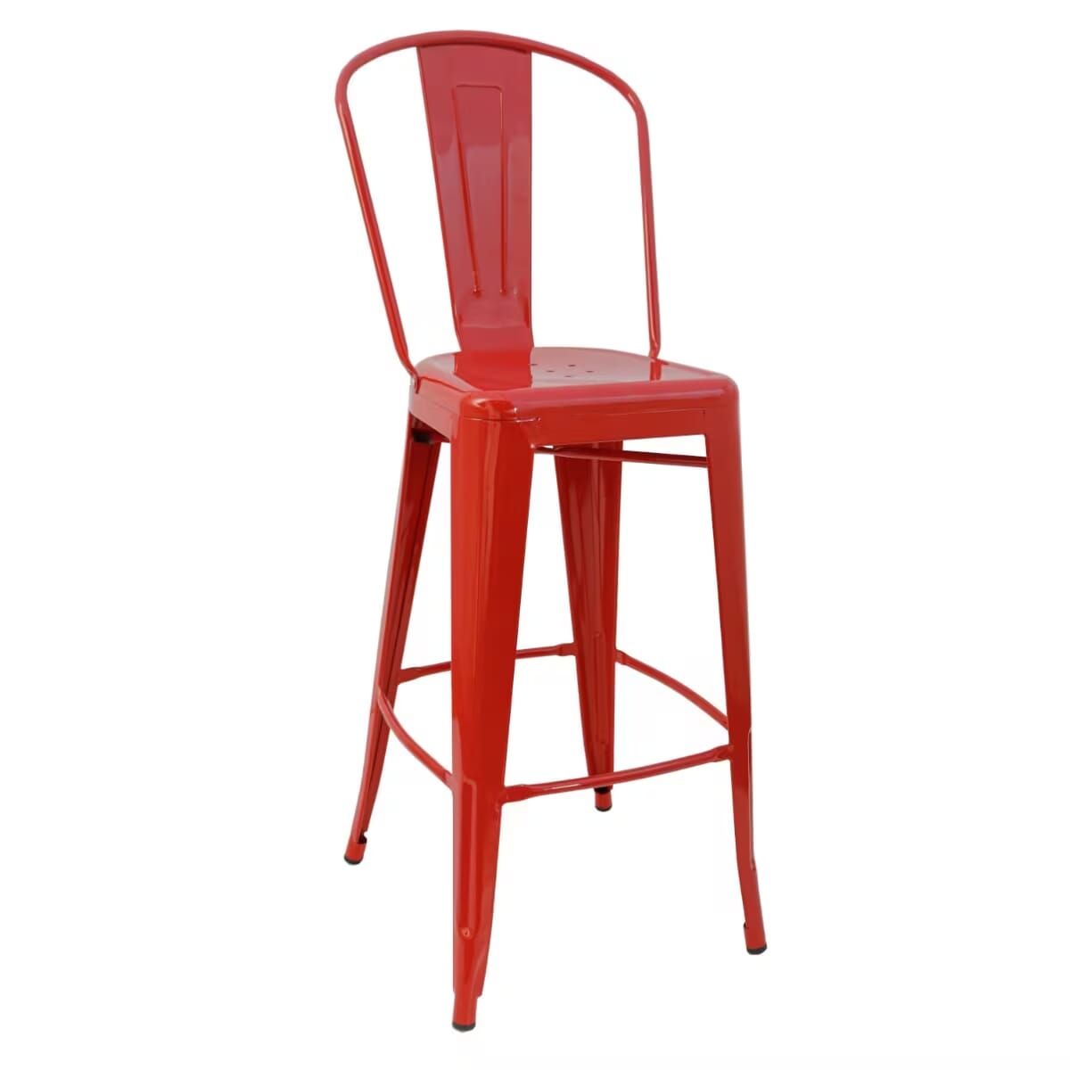 Red Steel Tolix-Style Restaurant Bar Stool