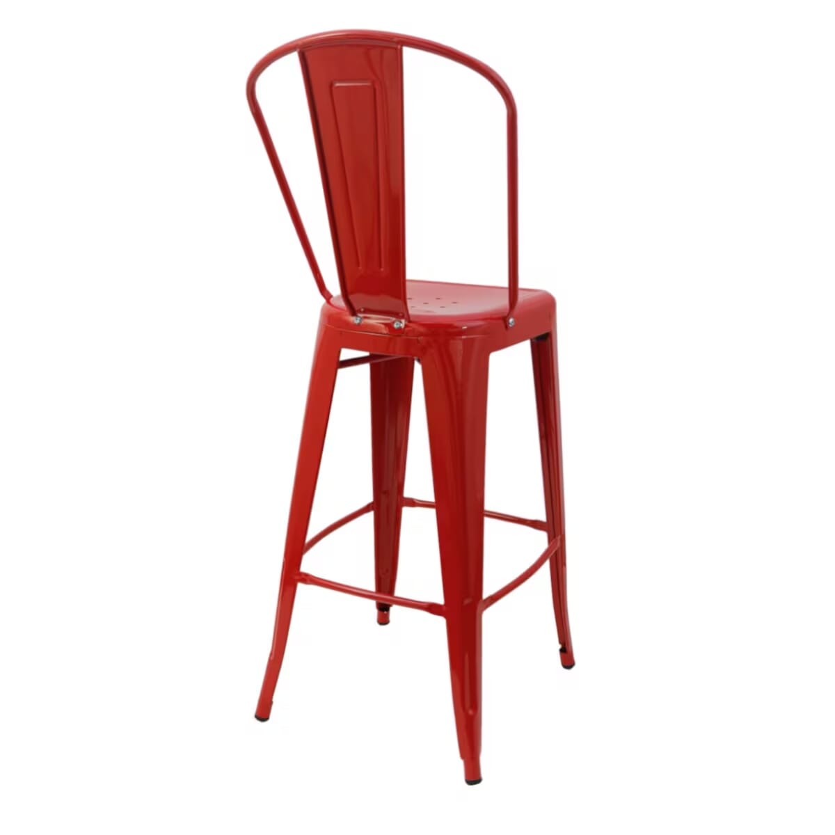 Red Steel Tolix-Style Restaurant Bar Stool