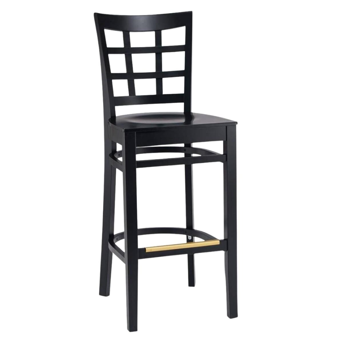 Commercial Wooden Window Pane Restaurant Bar Stool with Wood Veneer Seat