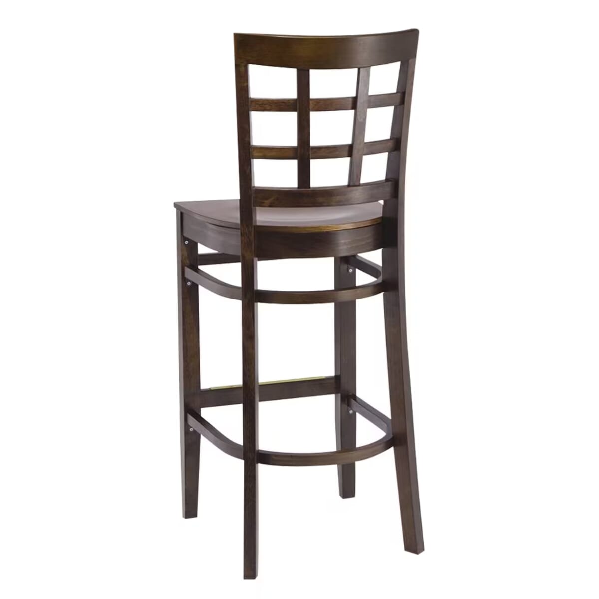 Commercial Walnut Wood Window Pane Restaurant Bar Stool with Wood Veneer Seat