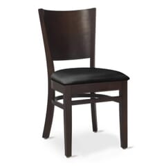 Solid Beechwood Restaurant Chair in Walnut With Upholstered Seat