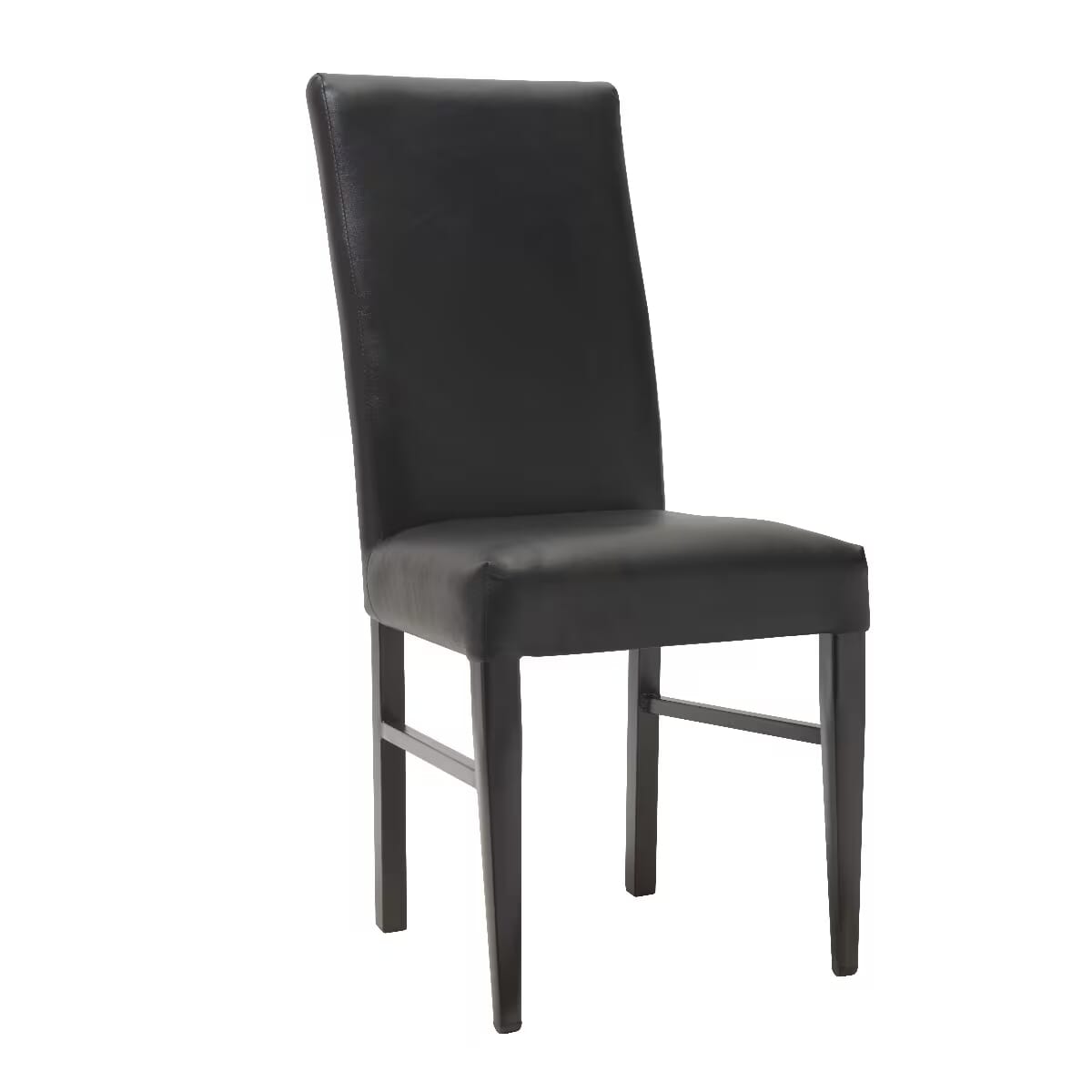 Black Vinyl Metal Dining Chair with Wood-Style Finish