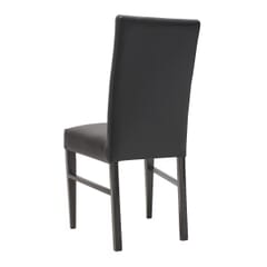 Black Vinyl Metal Dining Chair with Wood-Style Finish