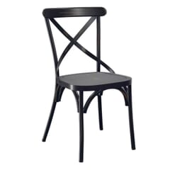 Antique-Style Black Metal Cross Back Restaurant Chair