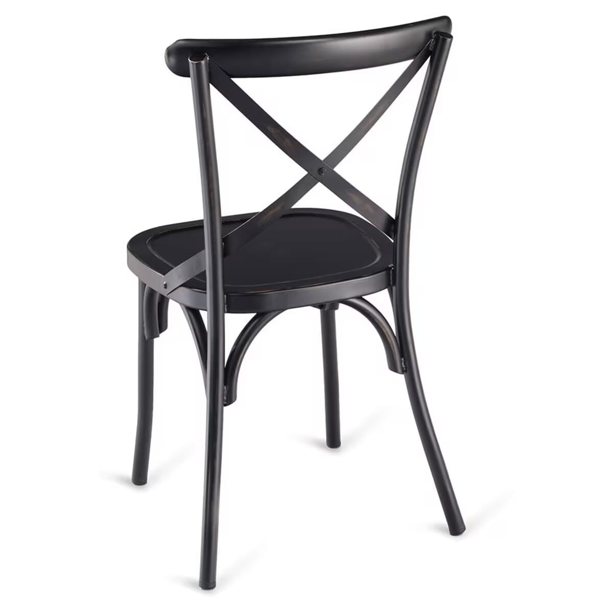 Antique-Style Black Metal Cross Back Restaurant Chair