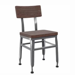 Industrial Steel Distressed Wood Back and Seat Restaurant Chair