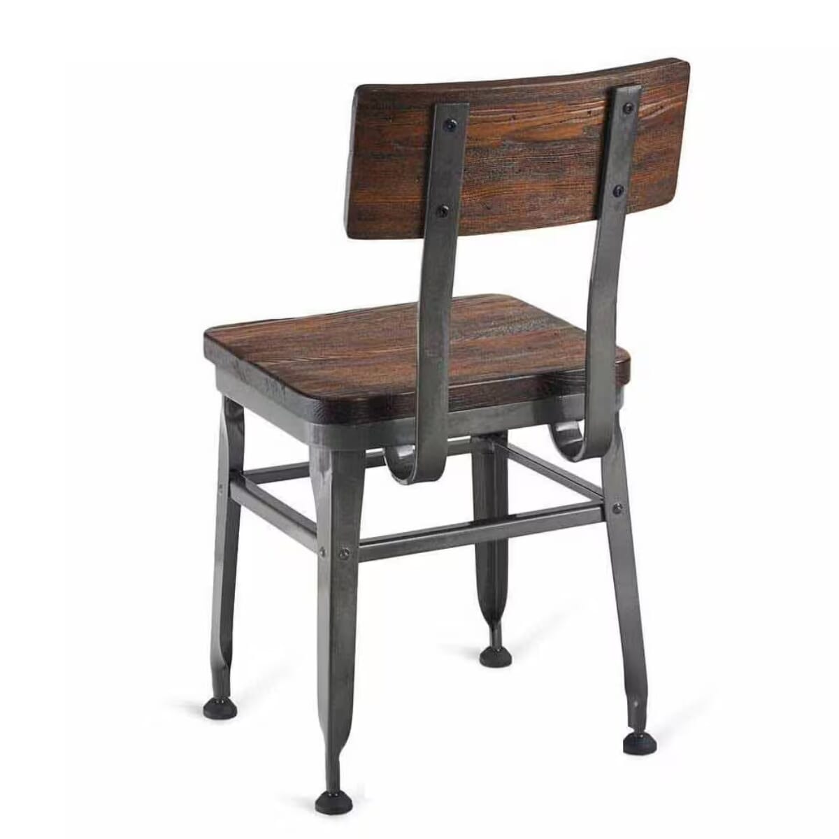 Industrial Steel Distressed Wood Back and Seat Restaurant Chair