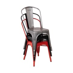 Black Steel Tolix-Style Stackable Restaurant Chair with Arched Back
