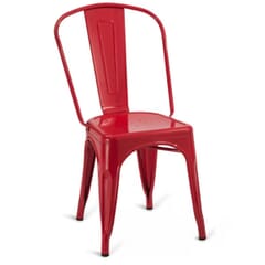 Red Steel Tolix-Style Stackable Restaurant Chair with Arched Back