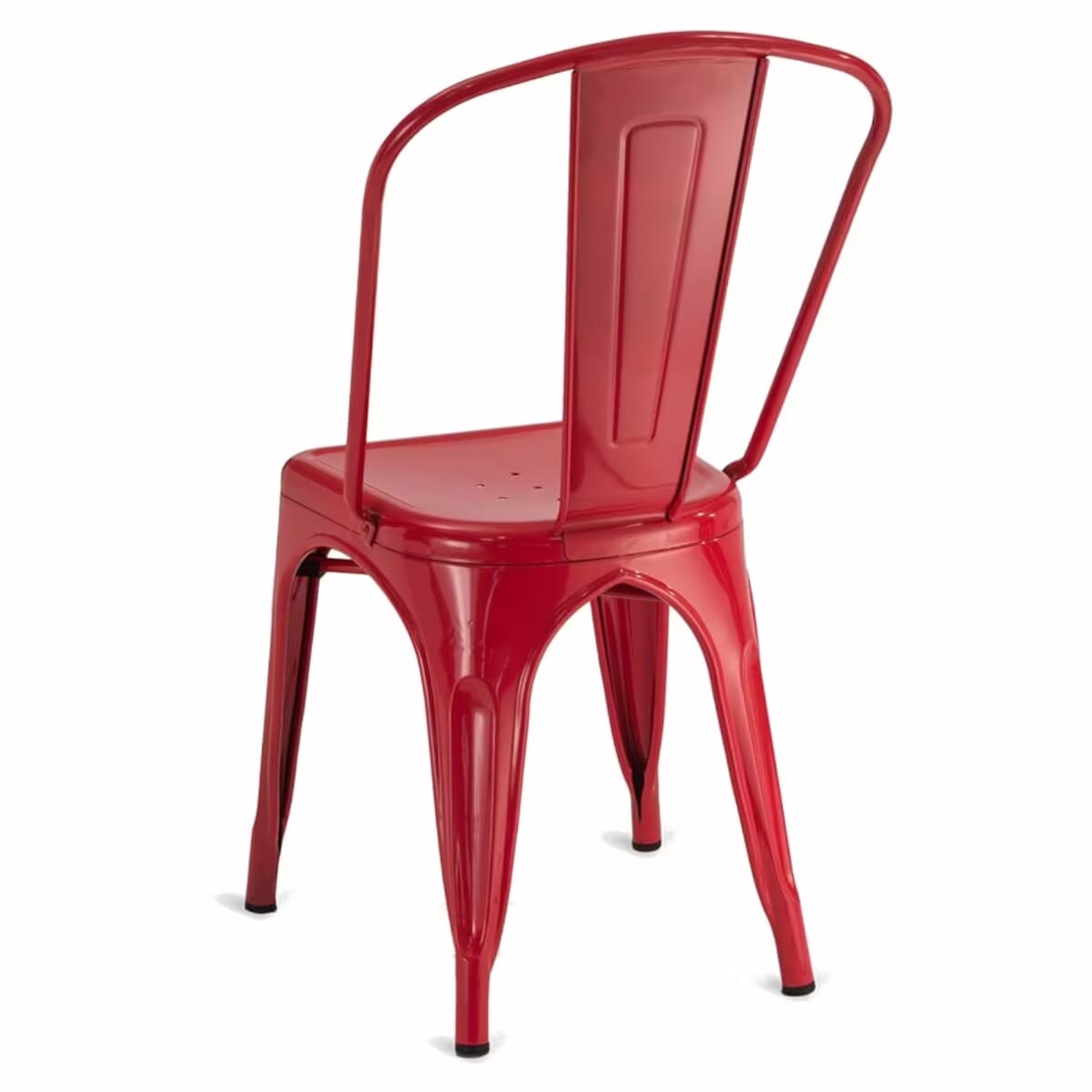 Red Steel Tolix-Style Stackable Restaurant Chair with Arched Back