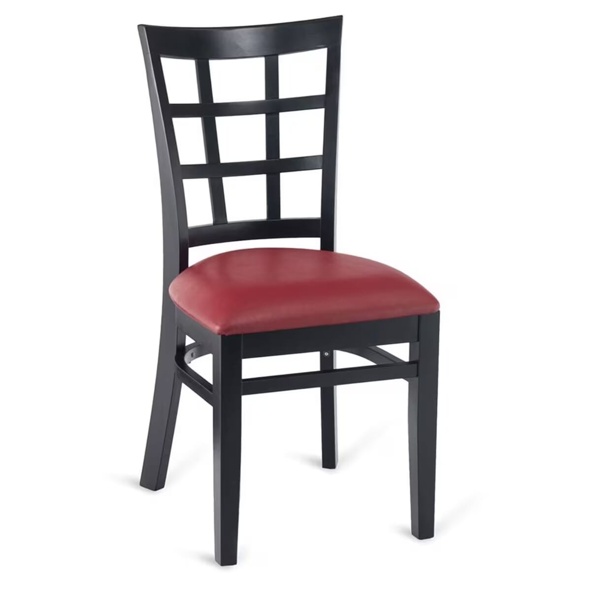 Commercial Black Wood Window Pane Restaurant Chair (3 Vinyl Seat Options)