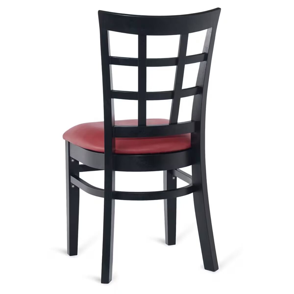 Commercial Black Wood Window Pane Restaurant Chair (3 Vinyl Seat Options)