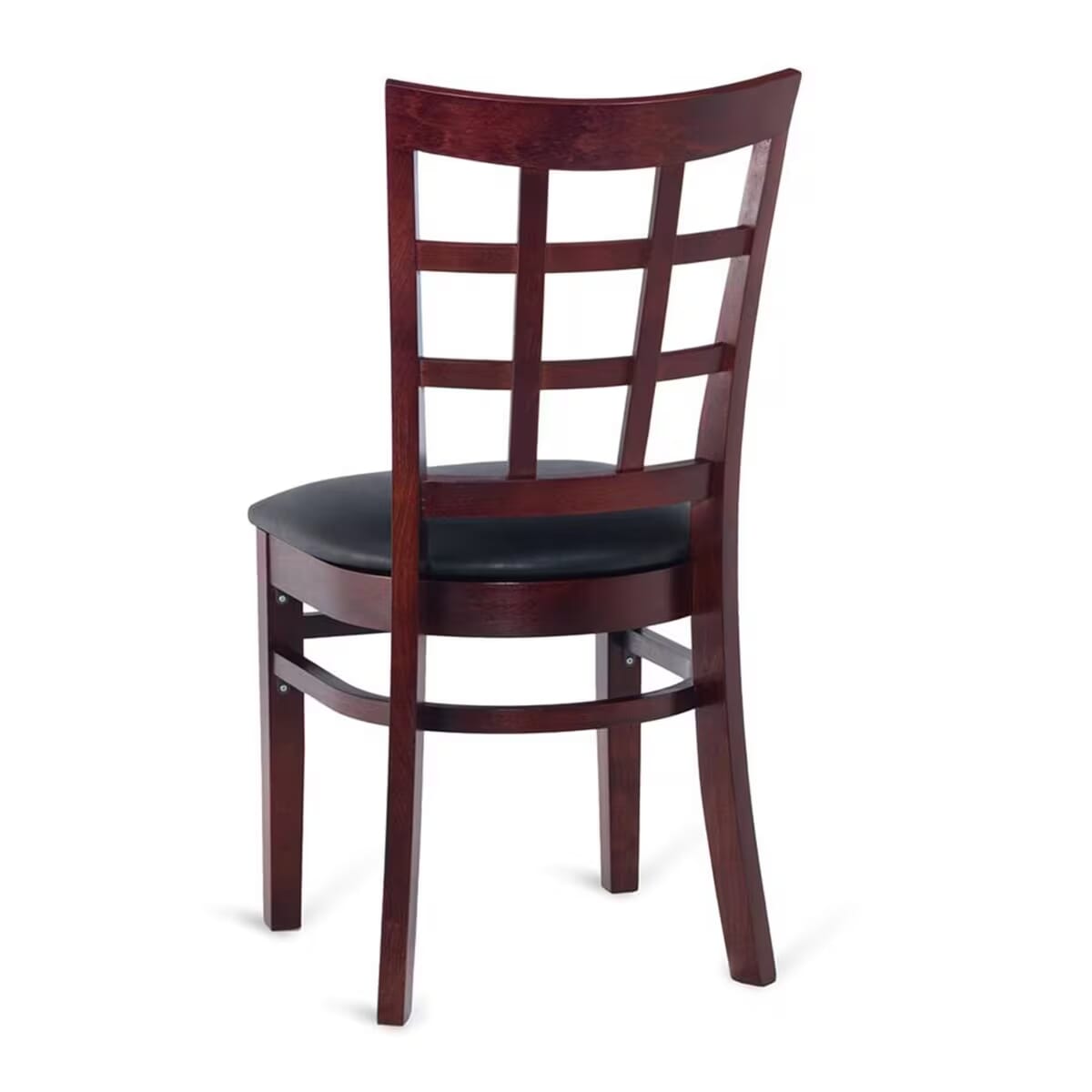 Commercial Dark Mahogany Wood Window Pane Restaurant Chair (3 Vinyl Seat Options)