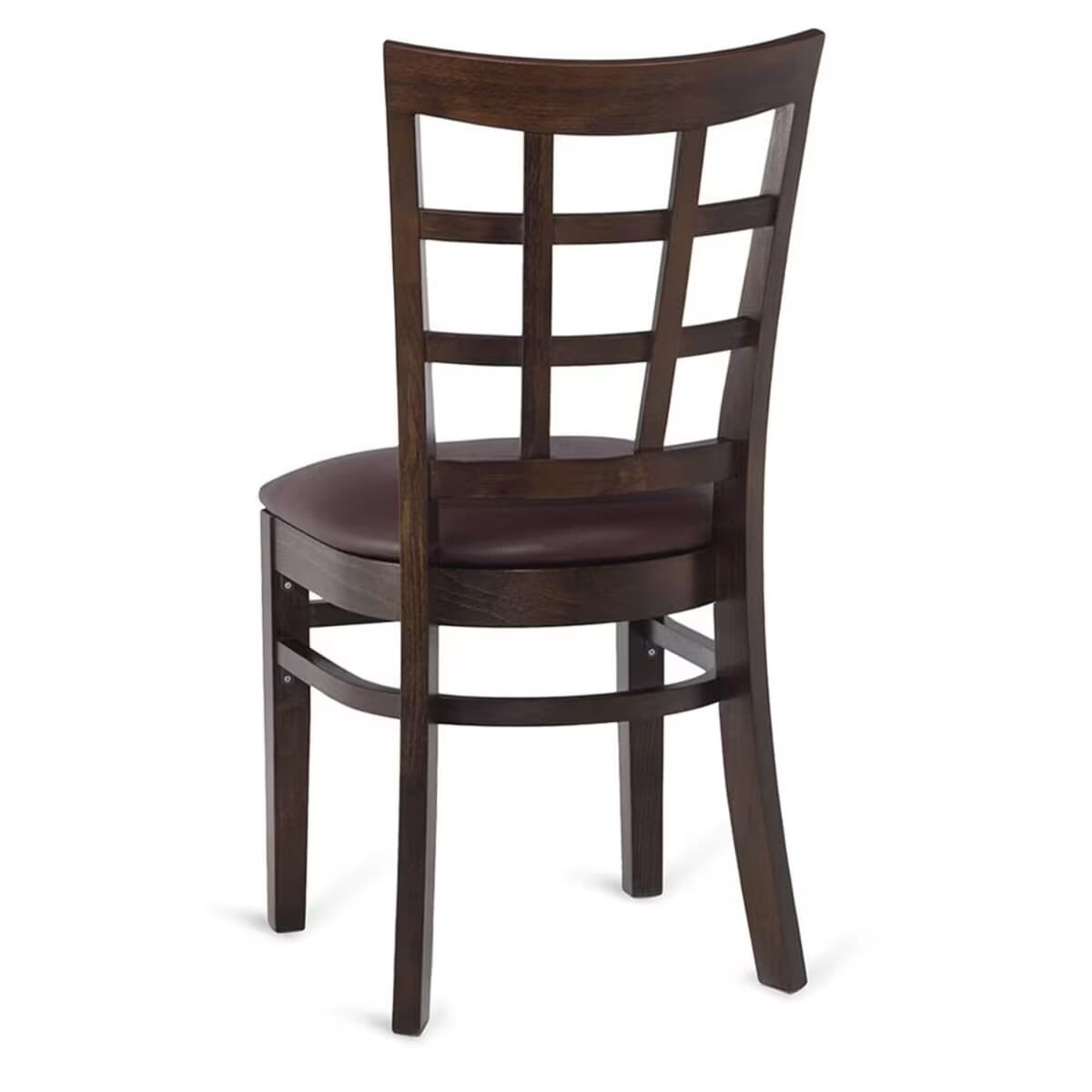 Commercial Walnut Wood Window Pane Restaurant Chair (3 Vinyl Seat Options)